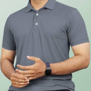 Men Solid Polo Neck Polyester White T-Shirt